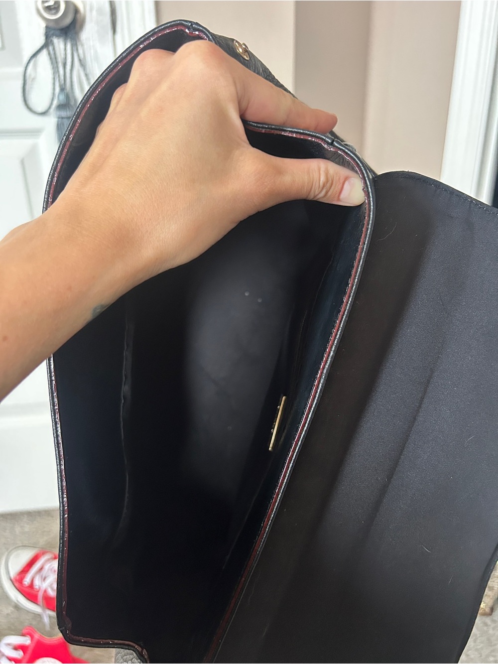 Pegabo Black Genuine Leather Kelly Style Top Handle Satchel / Crossbody - Picture 8 of 9